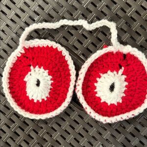 Handmade Red and White Crochet Coasters